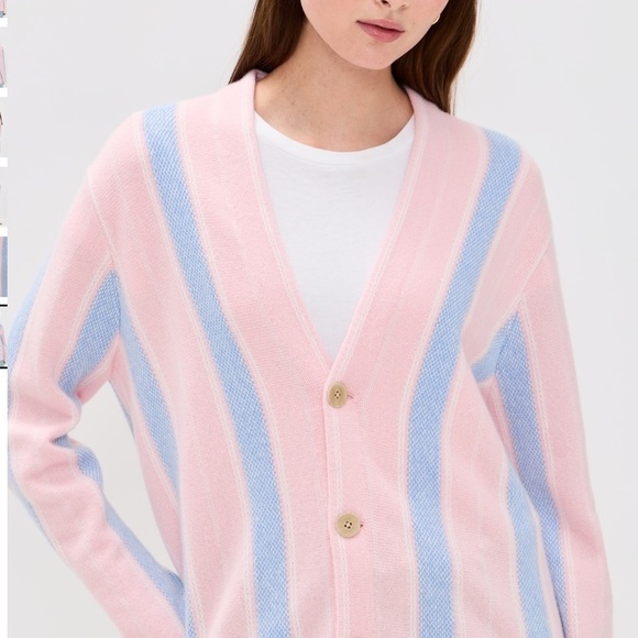 Guest in Residence Baja Everywear Cashmere Cardigan NWT Powder Pink Combo - Picture 16 of 16